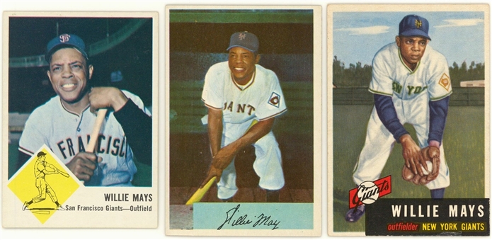 1953-1963 Topps, Bowman and Fleer Willie Mays Trio (3 Different)